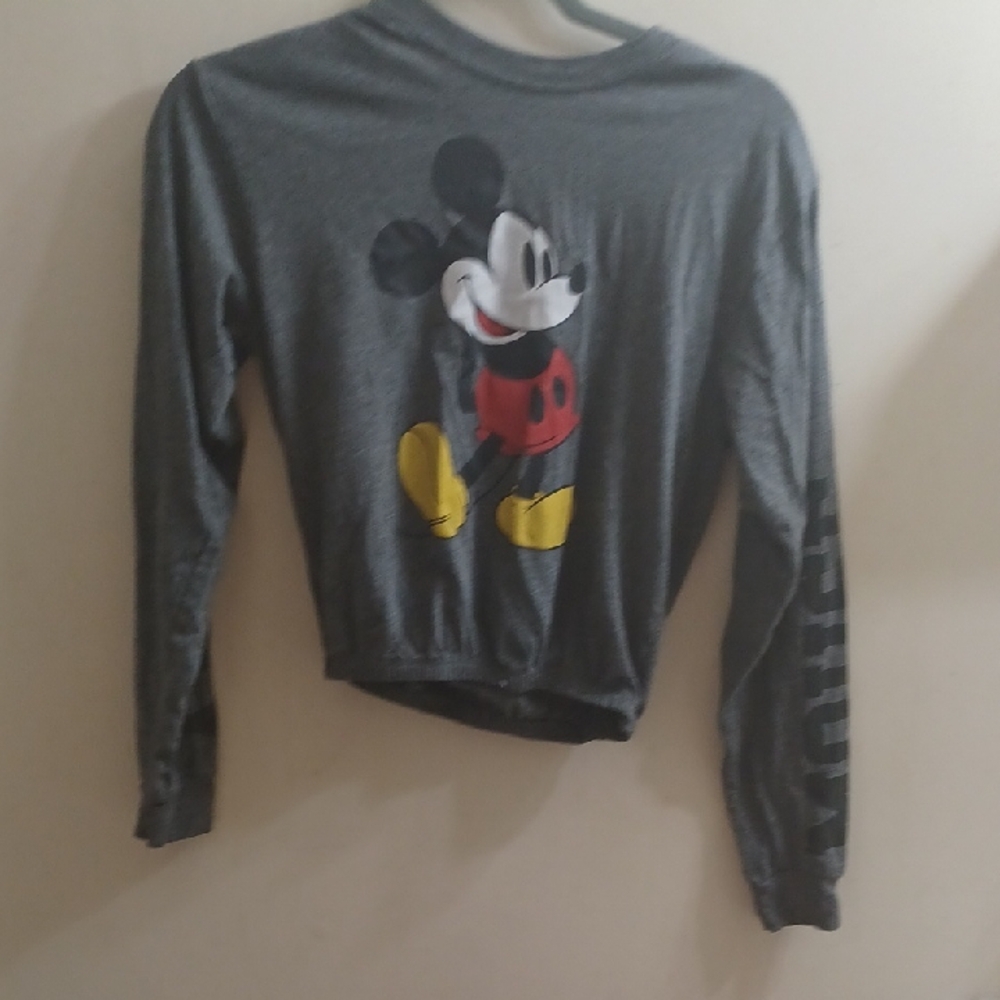 Disney Gray and Red Mickey Mouse Long Sleeve Tee